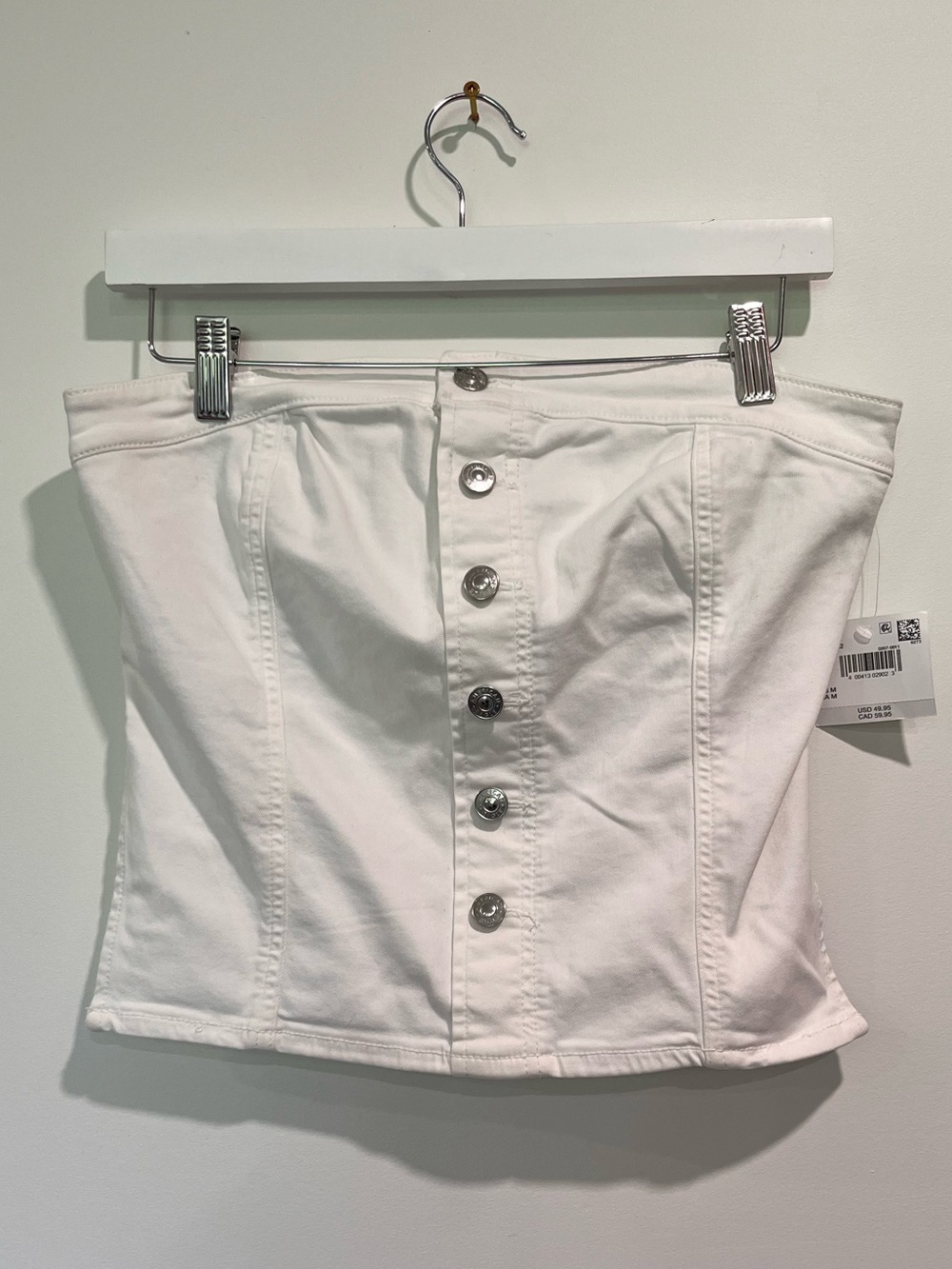 American Eagle White Denim Look Strapless Top Cropped White Women’s M Corset